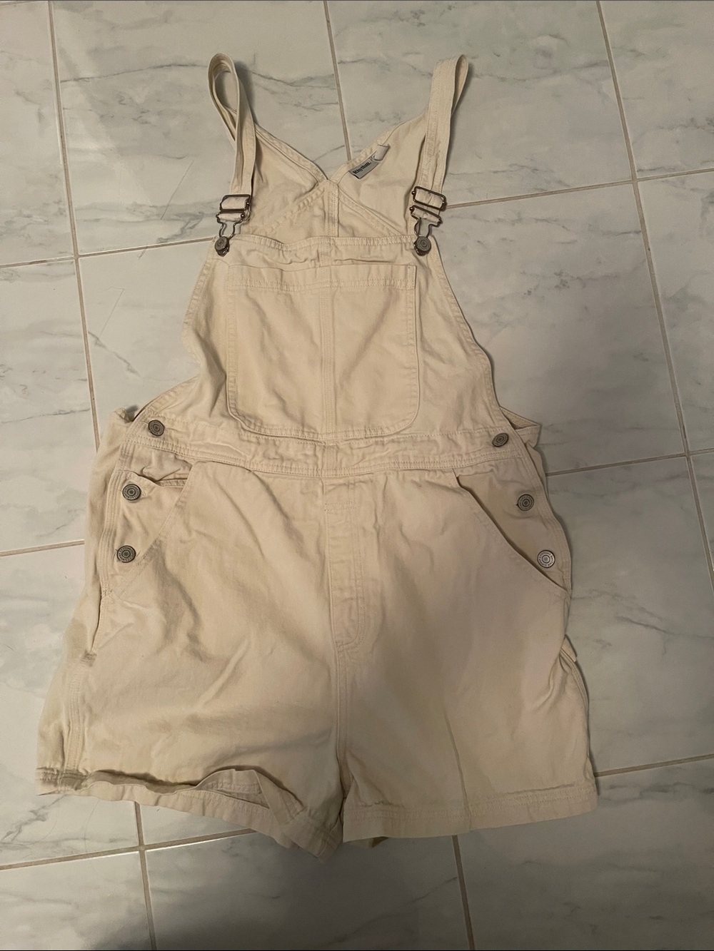 Rhythm Women's Cream Short Overalls Romper
